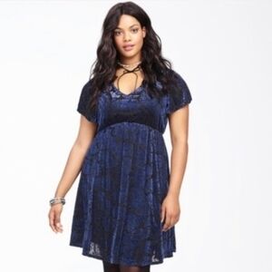 Torrid Blue Velvet Burnout Dress